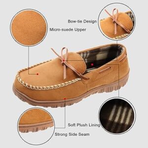 Ultimate Comfort: Lulex Men's Moccasin Slippers with Memory Foam – Indoor & Outdoor House Shoes Featuring Durable Hard Soles